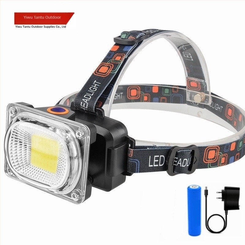 Napajana LED čelna lampica za kampiranje i ribolov, 1200 mAh, 10 W, domet 100–200 m, uključuje punjač