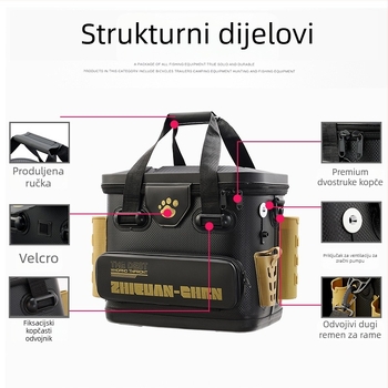Izdržljiva, ojačana kanta za mamce i žive ribe — višenamjenska EVA kutija za ribolov za pohranu riba i opreme (Brend: Beautiful fishing; Podrijetlo: Kina; Materijal: EVA)