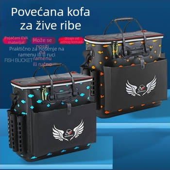 Vedro EVA za žive ribe s bočnim džepom, integrirani oblik, podignuti dizajn, kompatibilno s štapom — Land War Brigade
