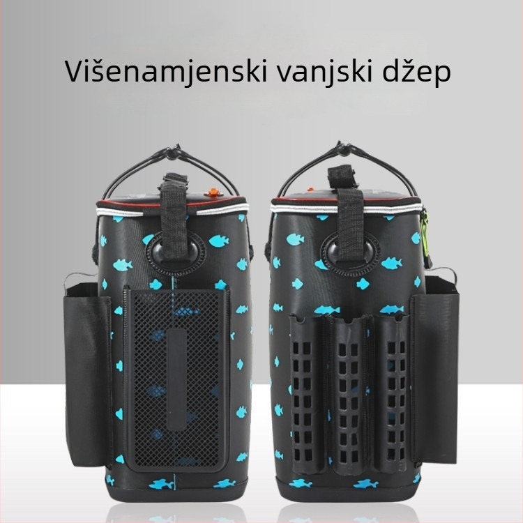Vedro EVA za žive ribe s bočnim džepom, integrirani oblik, podignuti dizajn, kompatibilno s štapom — Land War Brigade