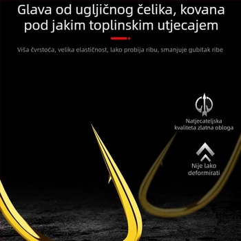 Meiou ribarska kuka — dvostruka kuka, zlatni omotač, s bodljom, spremna veza