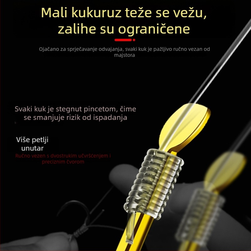 Meiou ribarska kuka — dvostruka kuka, zlatni omotač, s bodljom, spremna veza