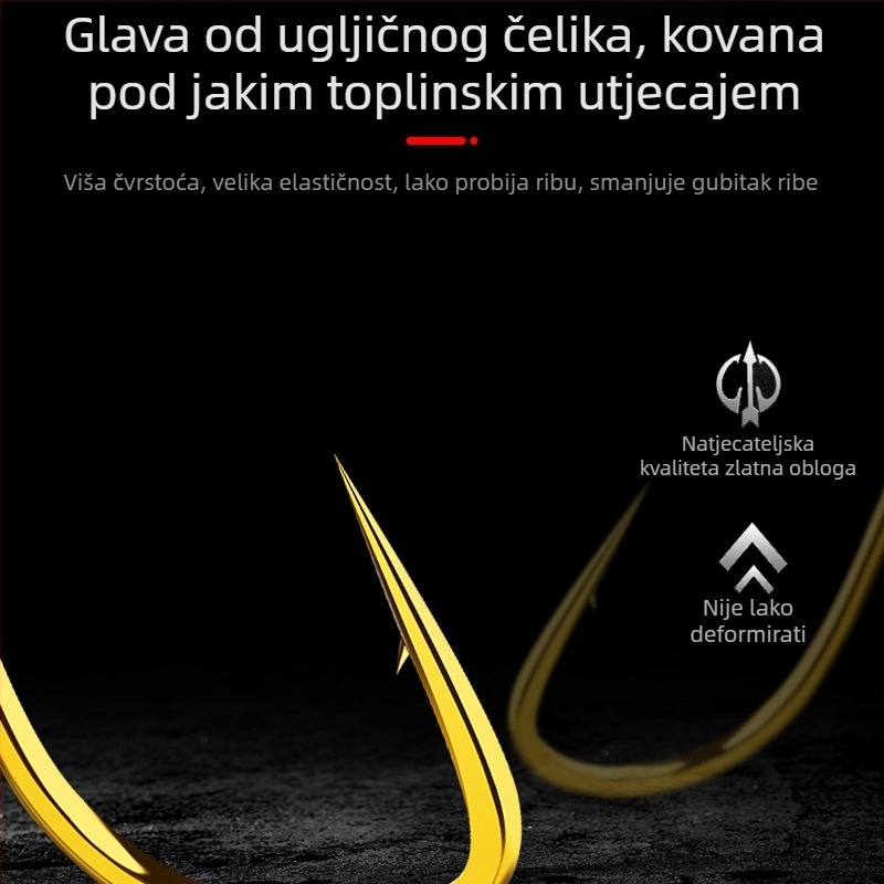 Meiou ribarska kuka — dvostruka kuka, zlatni omotač, s bodljom, spremna veza