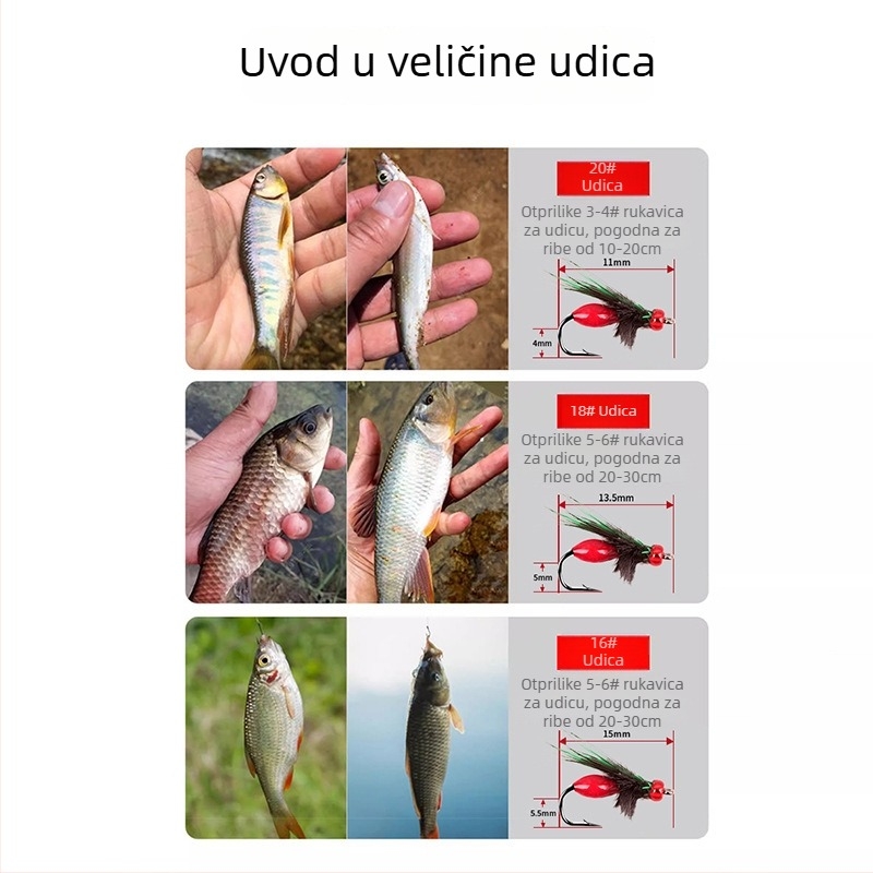 Set mamaca s dvostrukim udicama za ribolov u potoku
