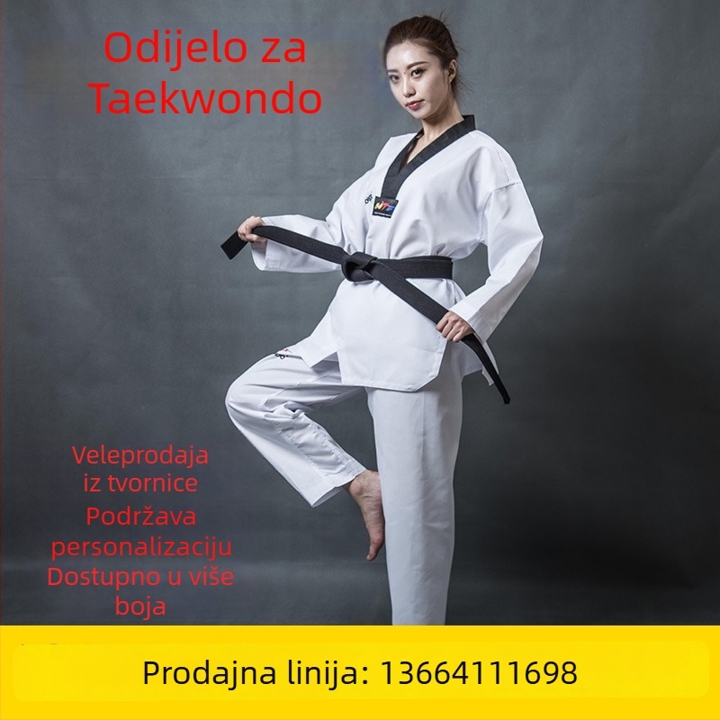 Taekwondo trenirka – dugi rukav, za djecu i odrasle, pamuk–polyester mješavina (55% poliester), uzorak pruge ili jednobojan