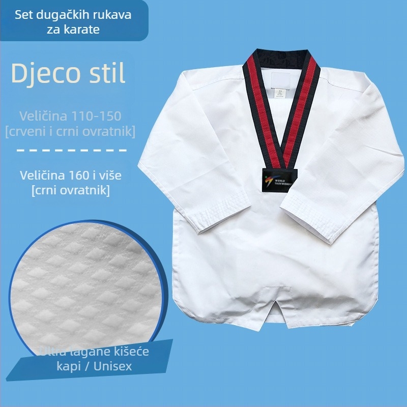 Taekwondo trenirka – dugi rukav, za djecu i odrasle, pamuk–polyester mješavina (55% poliester), uzorak pruge ili jednobojan