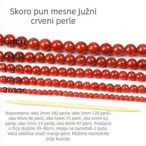 Prirodne južno crvene ahat perle - poluproizvodi, plamen crveni kristal, DIY dodaci