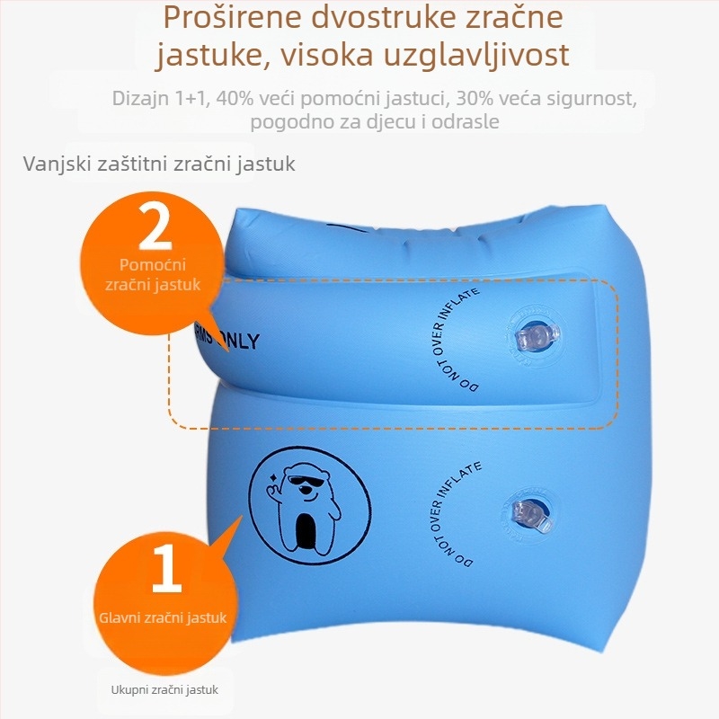 Odrasli plivački prstenovi s dvije zračne komore, napuhujući, debeli PVC 0.22 mm, prilagodljiv uzorak