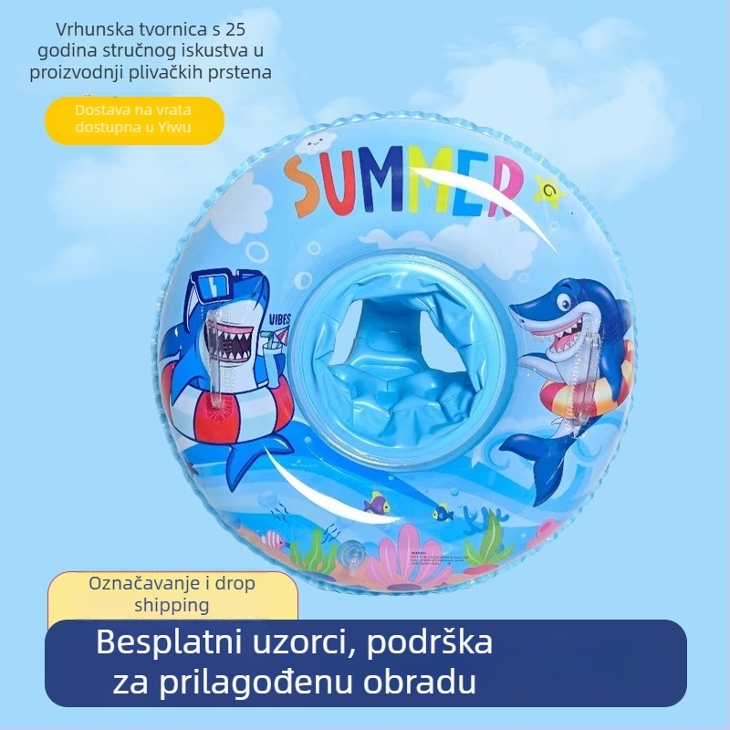 Dječji plivački prsten s životinjskim uzorkom (dinosaurus, sirena, ajkula); ekološki prihvatljiv PVC, debljina 0,18 mm, ručno napuhivanje
