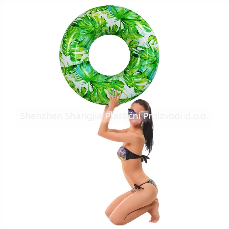 Nafukivani plivački prsten s motivom lišća vrbe – ekološki PVC, debljina 0,22 mm, print lišća, za bazen, za odrasle