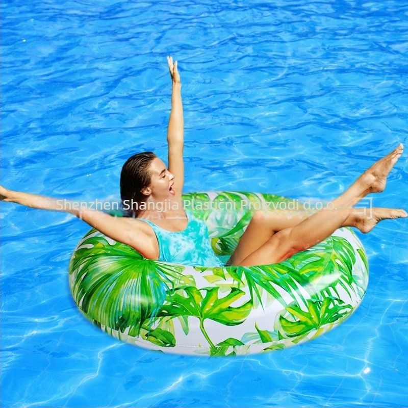 Nafukivani plivački prsten s motivom lišća vrbe – ekološki PVC, debljina 0,22 mm, print lišća, za bazen, za odrasle