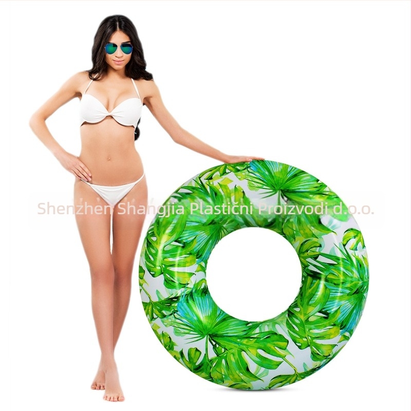 Nafukivani plivački prsten s motivom lišća vrbe – ekološki PVC, debljina 0,22 mm, print lišća, za bazen, za odrasle