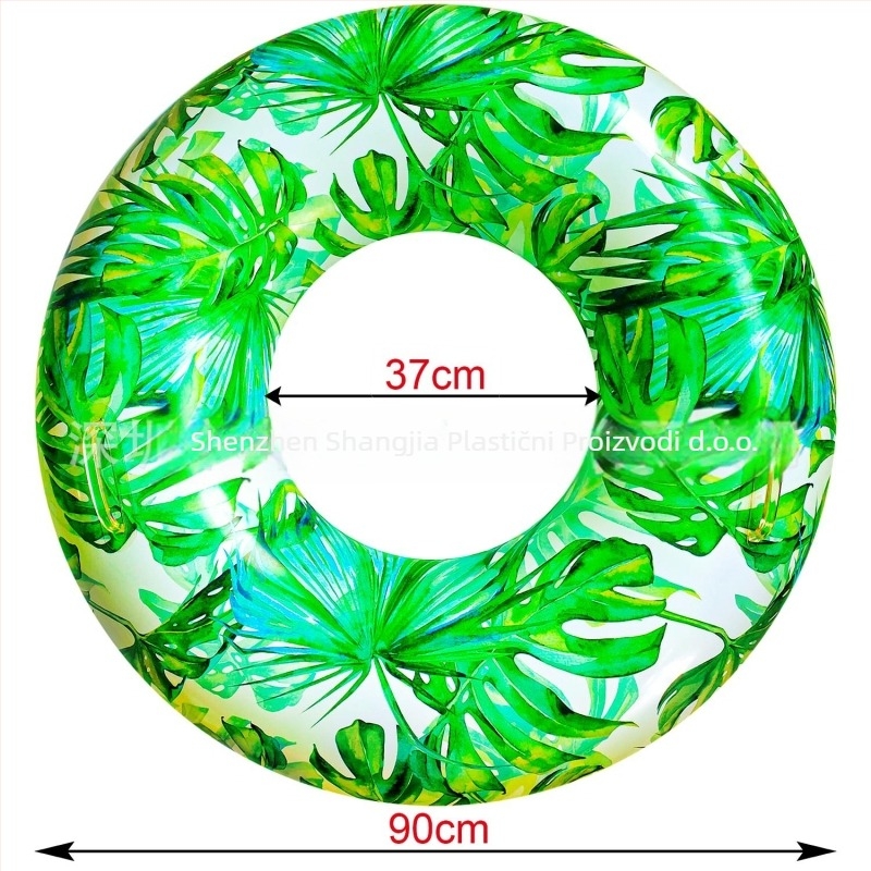 Nafukivani plivački prsten s motivom lišća vrbe – ekološki PVC, debljina 0,22 mm, print lišća, za bazen, za odrasle