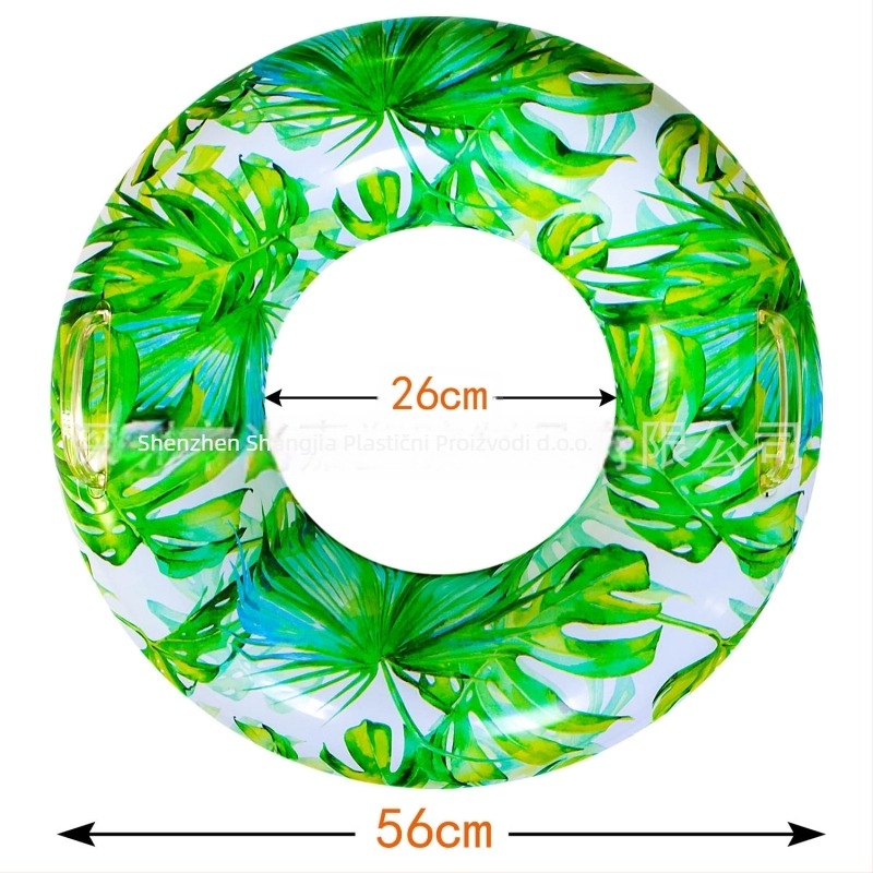 Nafukivani plivački prsten s motivom lišća vrbe – ekološki PVC, debljina 0,22 mm, print lišća, za bazen, za odrasle