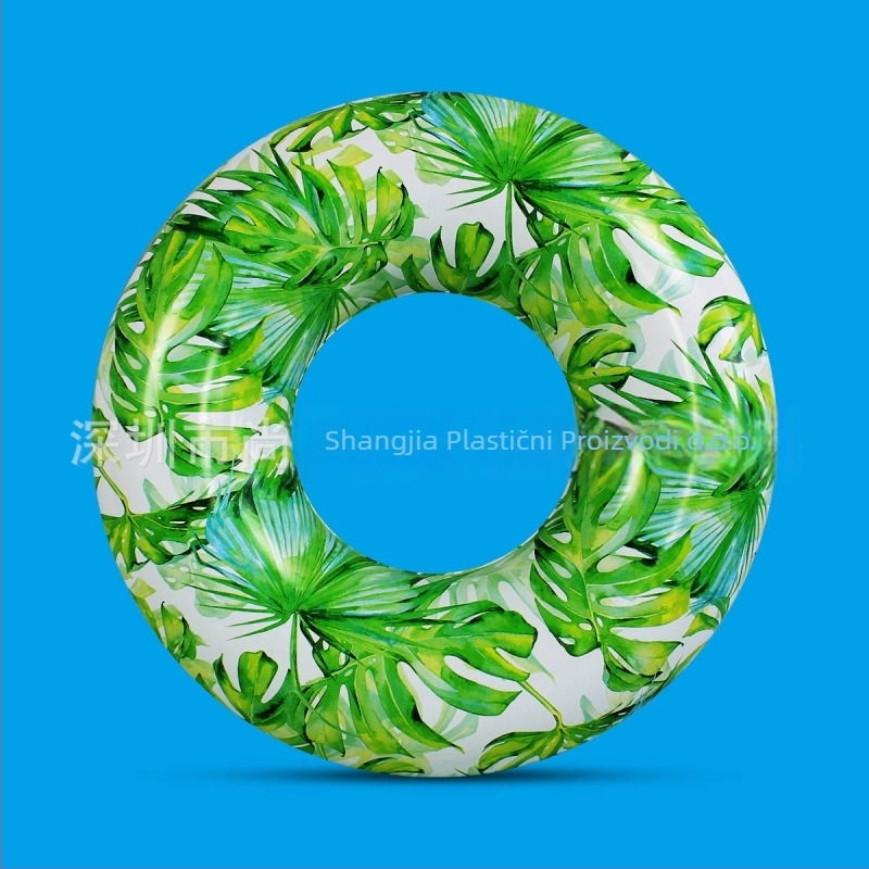 Nafukivani plivački prsten s motivom lišća vrbe – ekološki PVC, debljina 0,22 mm, print lišća, za bazen, za odrasle