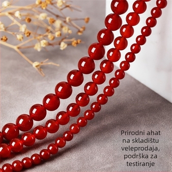 Komponente za DIY nakit – slobodne perle od ahata, kružnog oblika, poluzavršeni dijelovi za dugačak lanac