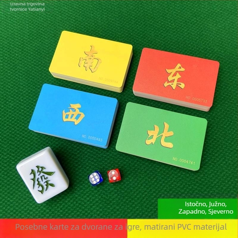 Set žetona i karata za igraonu – Debeli, Otporni na habanje, Vodootporni, Za Sichuan Mahjong i Poker kartice