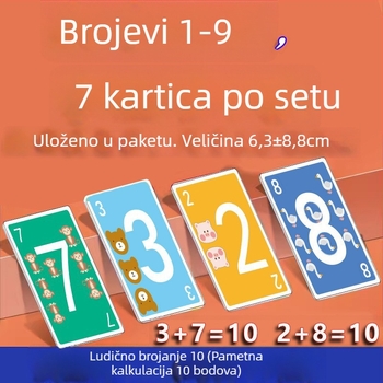 Zhimibeibei papirnate kartice za društvenu igru za razvoj brojčanog osjetila, brojanje i interakciju roditelj-dijete — uzrast 4–14 godina