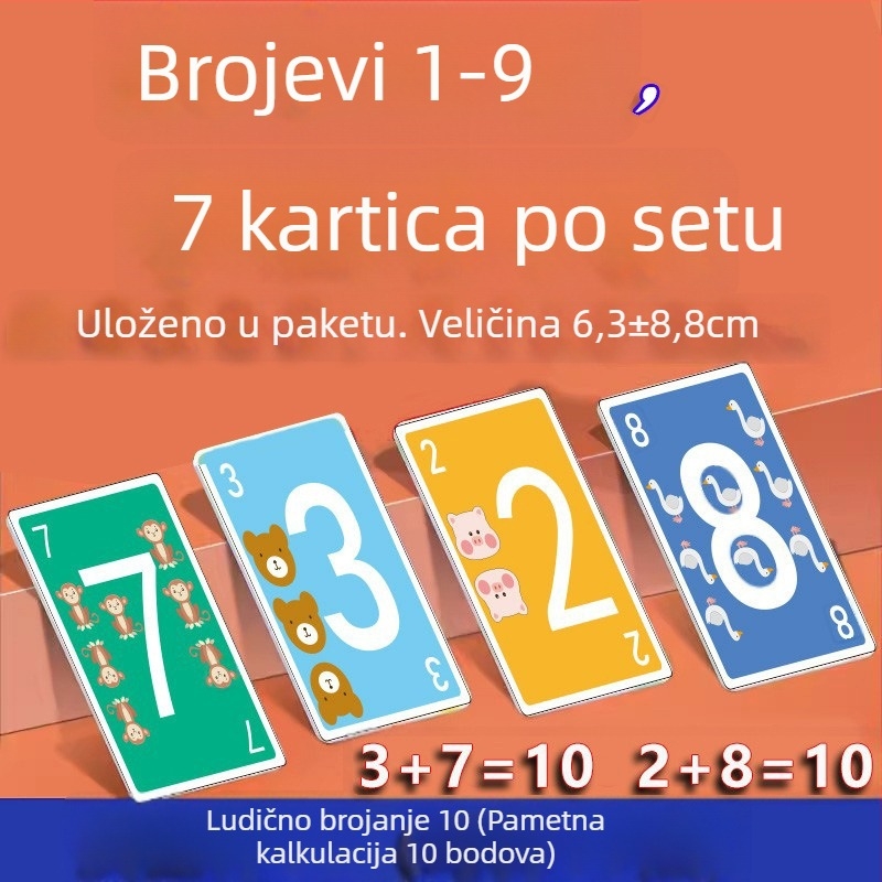 Zhimibeibei papirnate kartice za društvenu igru za razvoj brojčanog osjetila, brojanje i interakciju roditelj-dijete — uzrast 4–14 godina