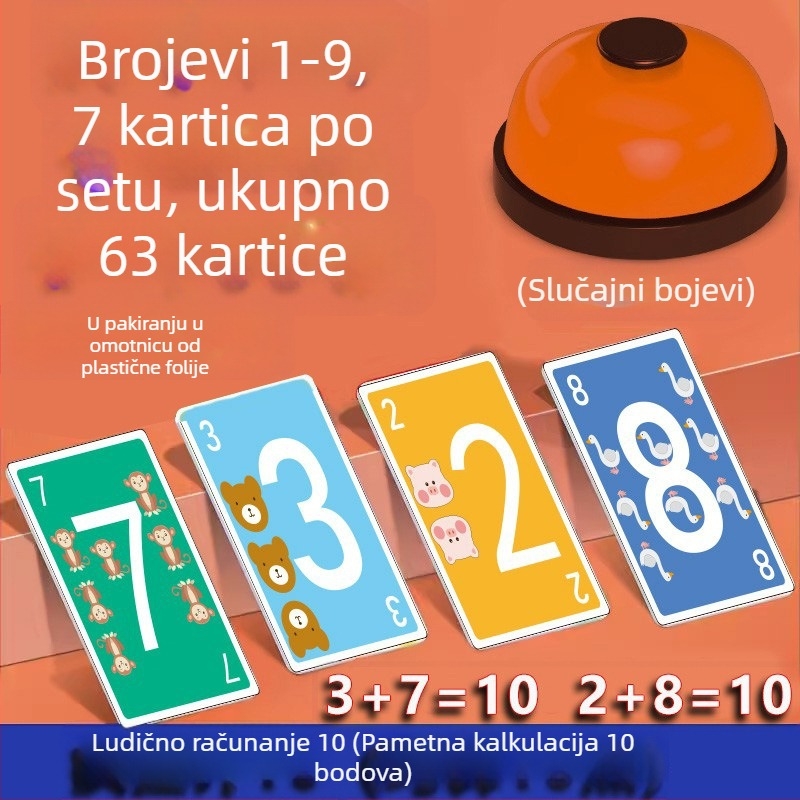 Zhimibeibei papirnate kartice za društvenu igru za razvoj brojčanog osjetila, brojanje i interakciju roditelj-dijete — uzrast 4–14 godina