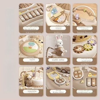 Edukativni stol za igru za bebe i malu djecu, višefunkcionalan plastični stol za unutarnju upotrebu, s kartama društvenih igara, uzrast 0–3 godina