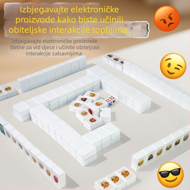 Stolna igra s crtanim izrazima i slagalica-spojnice pločica za obiteljsku igru (Materijal: plastika; Kategorija: društvena igra; Dobna skupina: 4–6, 7–14, 36–60, 61+)