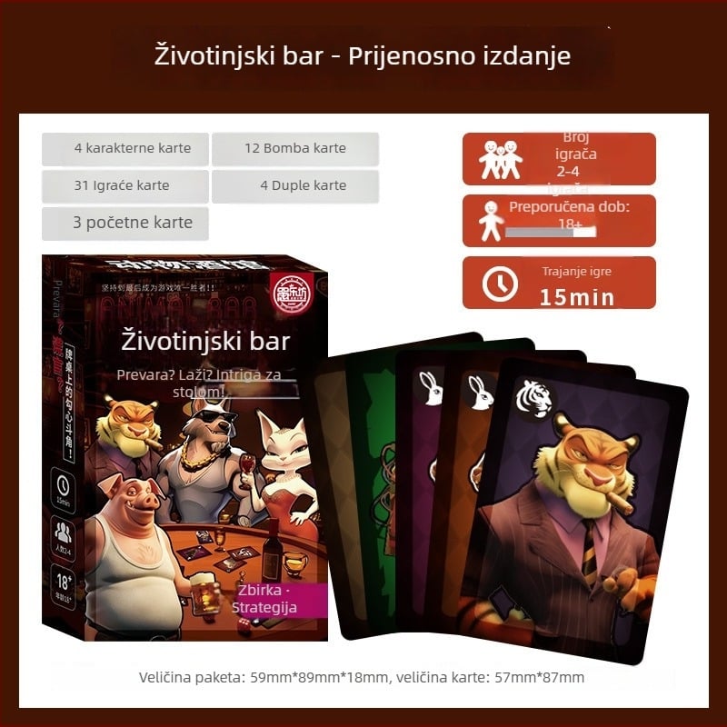 Yulefang Animal Tavern Card Game – Društvena igra s kartama, papir Tg-214, za uzrast 14+