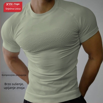 Muška kratka kompresijska majica – najlon, upija vlagu, brzo suši, za trčanje