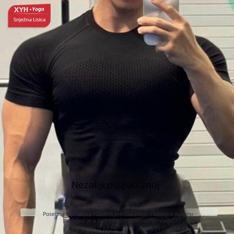 Muška kratka kompresijska majica – najlon, upija vlagu, brzo suši, za trčanje