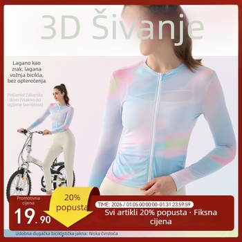 Ženski dugi rukav biciklistički top, prozračan, od poliester žakarda s vlaknima bambusovog ugljena