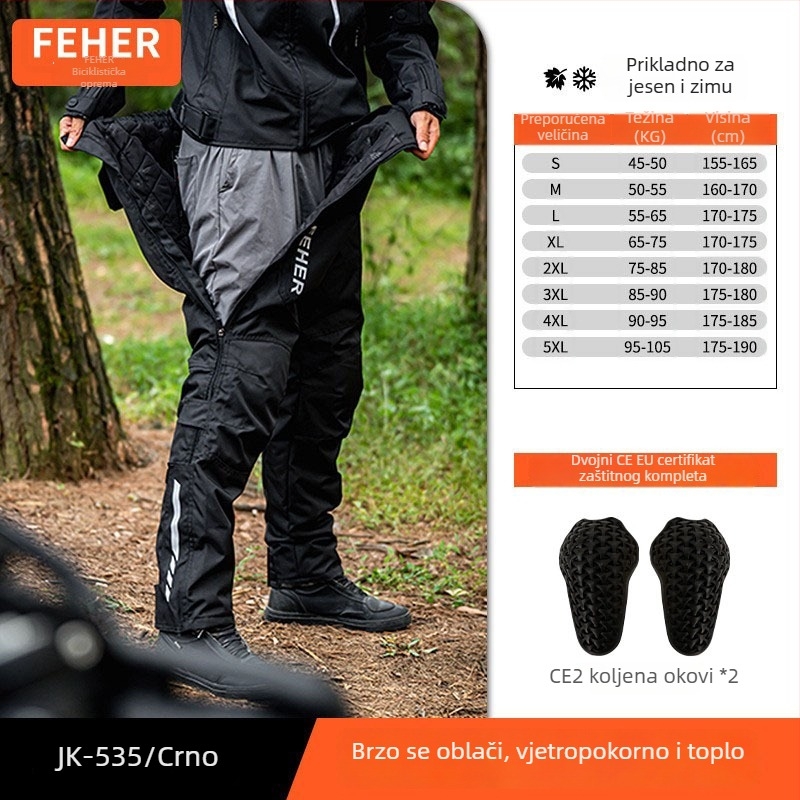 Feher unisex hlače za vožnju motociklom – zima, zaštita od padova