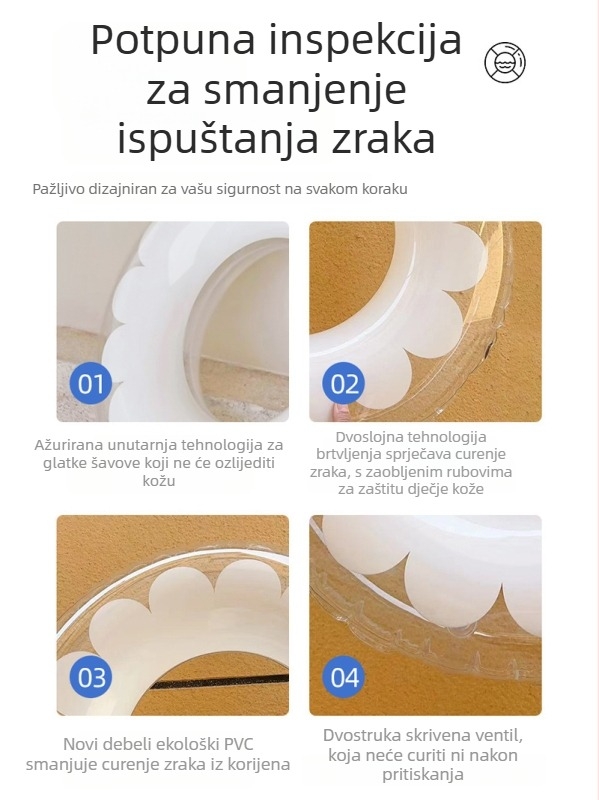 Plivački prsten za odrasle, ekološki PVC, debljina 0,21 mm, za plivanje i hodanje u vodi