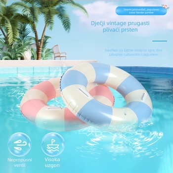 Dječji karirani jednodijelni napuhavajući plivački prsten, PVC debljine 22, podrška ispod pazuha, anti-prevrnutje (za uzrast 3–16 godina)