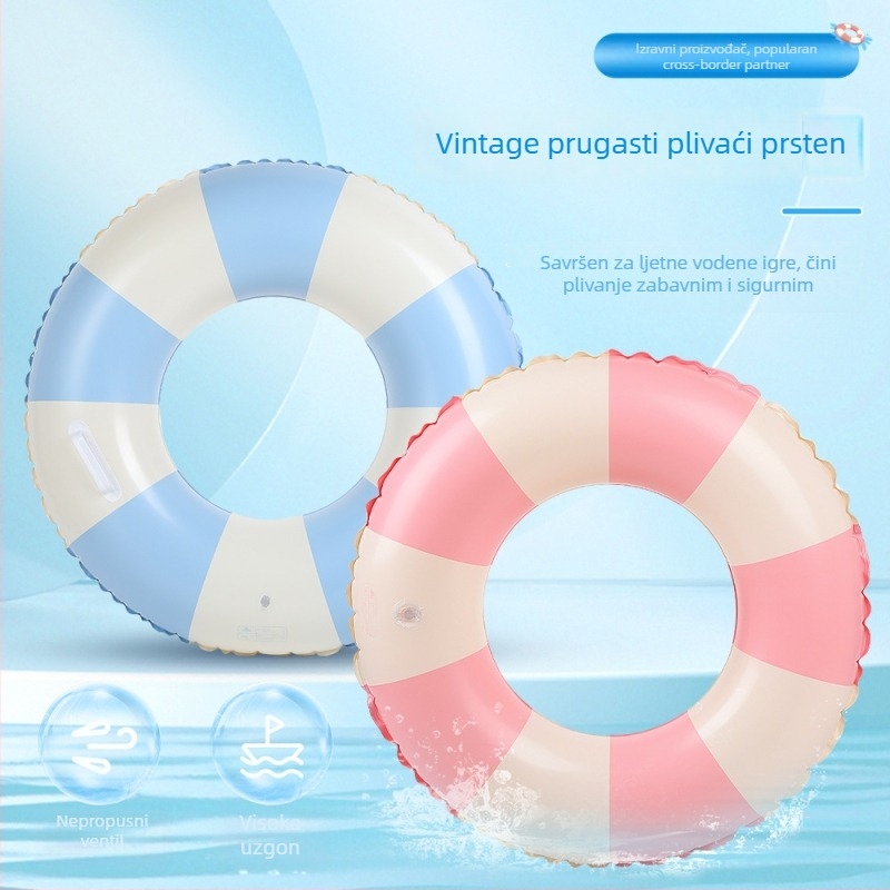 Dječji karirani jednodijelni napuhavajući plivački prsten, PVC debljine 22, podrška ispod pazuha, anti-prevrnutje (za uzrast 3–16 godina)