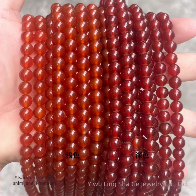 AB+ prirodne crvene agatne kuglice – slobodne perle za DIY nakit, pogodne za narukvice i lančiće, promjer 4–12 mm