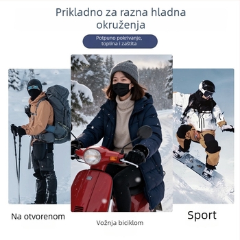 Zimska kapuljača za biciklizam s fleecem, integrirana maska, naočale i zaštita za uši, otporna na vjetar i hladnoću
