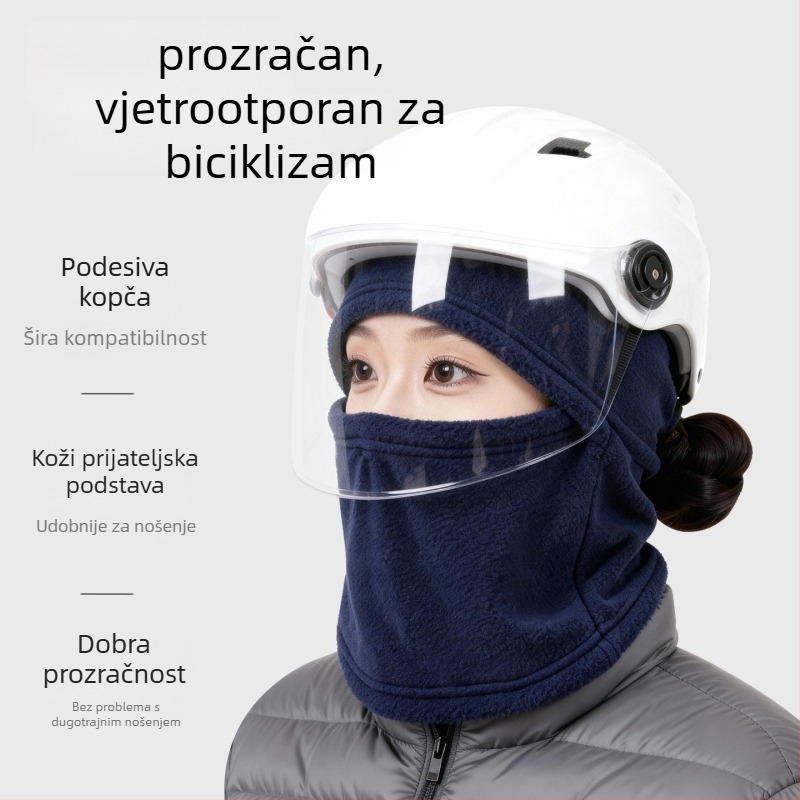 Jednokatna topla balaklava kapuljača za zimu – poliester, unisex, zaštita lica za vožnju biciklom i skijanje
