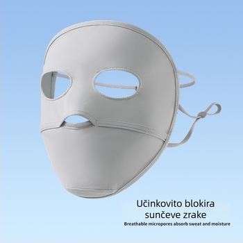 Ženska maska za lice s UV zaštitom, prozračna, potpuno pokrivanje, najlon tkanina, ljeto 2024