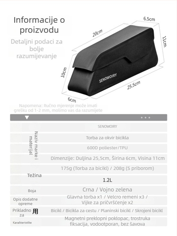 TPU torba za prednju gornju cijev bicikla, model Car Bag, Senowoiry/ruì, kategorija: torba za bicikl, na skladištu