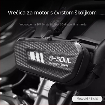 Trokutasta prednja torba za okvir bicikla i motocikla, tvrdi kućište, vodootporna, materijal PU koža + EVA, kapacitet 1.5 L, model 1171, s unutarnjom podstavom, Extreme