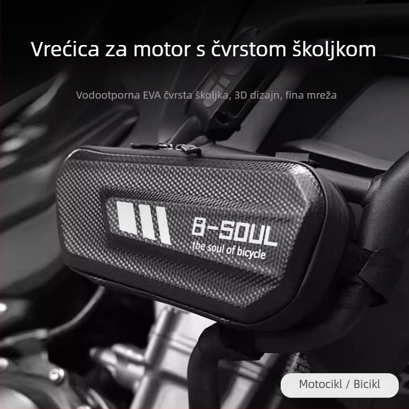 Trokutasta prednja torba za okvir bicikla i motocikla, tvrdi kućište, vodootporna, materijal PU koža + EVA, kapacitet 1.5 L, model 1171, s unutarnjom podstavom, Extreme
