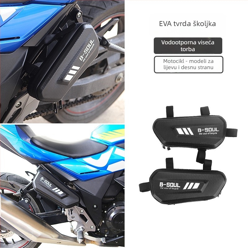 Trokutasta prednja torba za okvir bicikla i motocikla, tvrdi kućište, vodootporna, materijal PU koža + EVA, kapacitet 1.5 L, model 1171, s unutarnjom podstavom, Extreme
