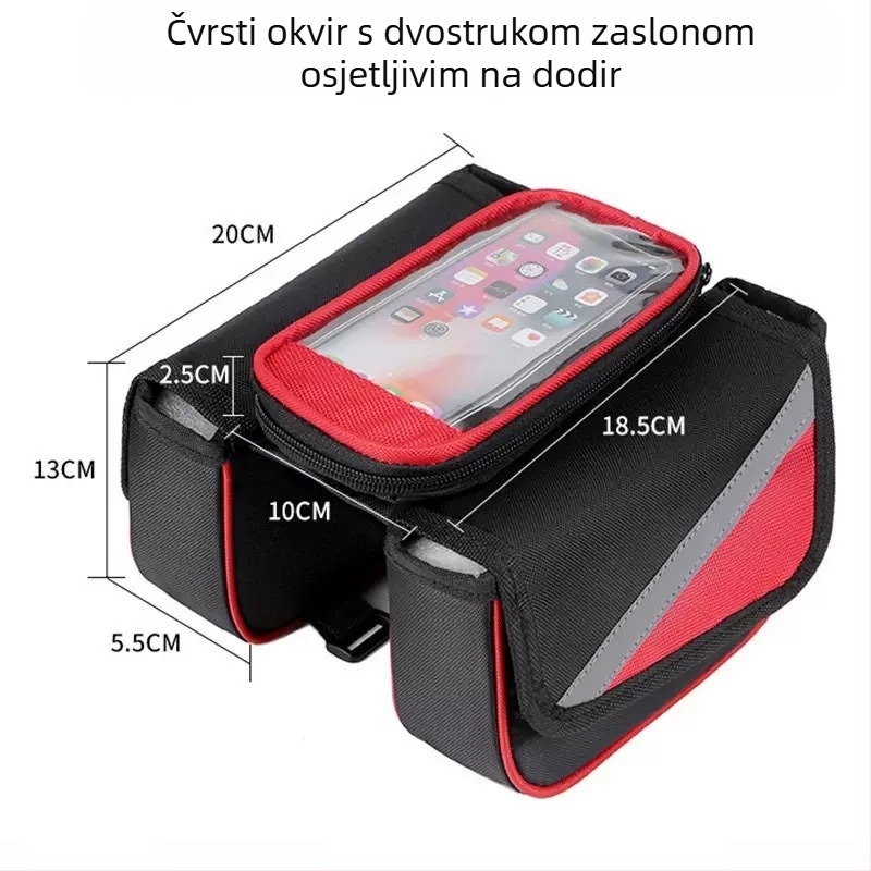 Torba za gornju cijev MTB-a s džepom za telefon s osjetljivim na dodir, model 2706, Hangdong, poliester
