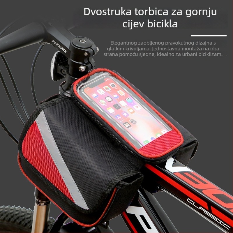 Torba za prednju okvir planinskog bicikla – Monocoque dizajn, tri u jednom, 1,2 L, platno, Chang Cang