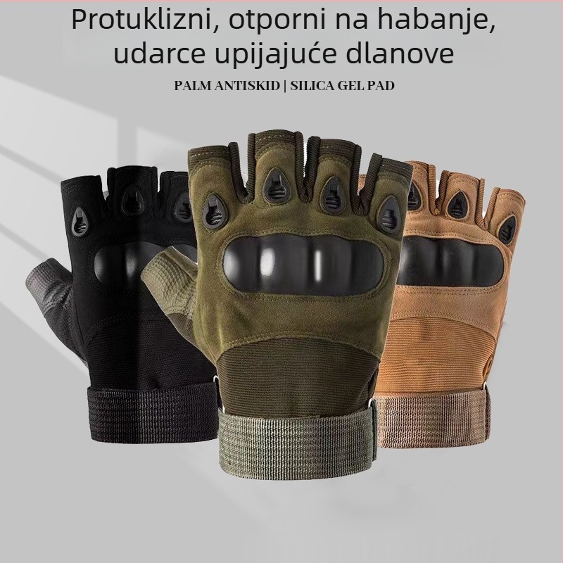 Biciklističke rukavice unisex, rukavice s polu-prstom za zaštitu pri treninzima, materijal: Microfiber leather + stair cloth