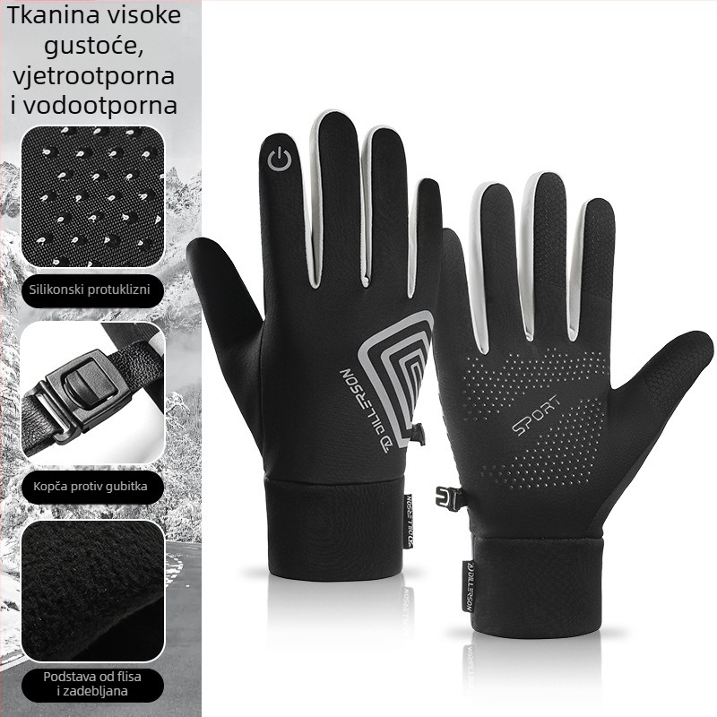Dillerson rukavice za biciklizam, unisex, tople fleece za jesen i zimu, otporne na vjetar i vodu, kompatibilne s dodirnim zaslonom, model Y-21