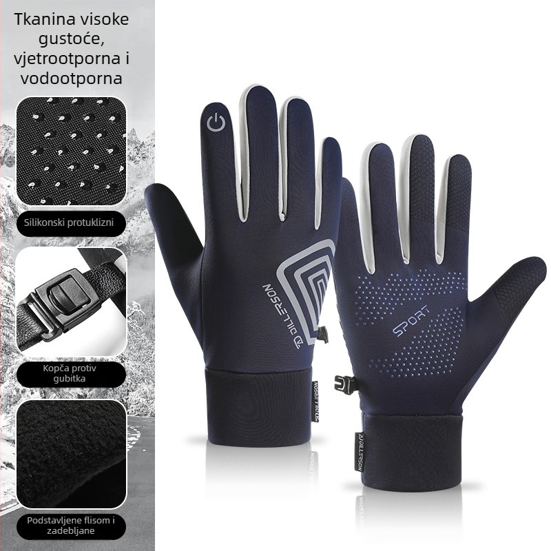 Dillerson rukavice za biciklizam, unisex, tople fleece za jesen i zimu, otporne na vjetar i vodu, kompatibilne s dodirnim zaslonom, model Y-21