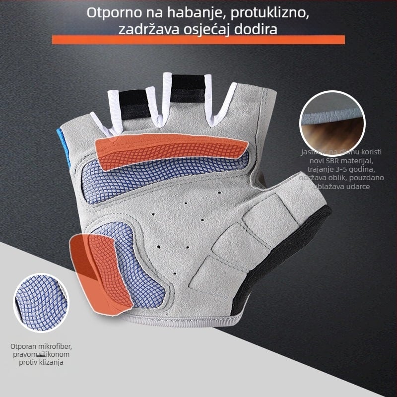 Uniseks rukavice za vožnju biciklom, prozračne Disc mesh tkanine, ublažavanje udara, protivklizne, protiv žuljeva (neovisna marka)