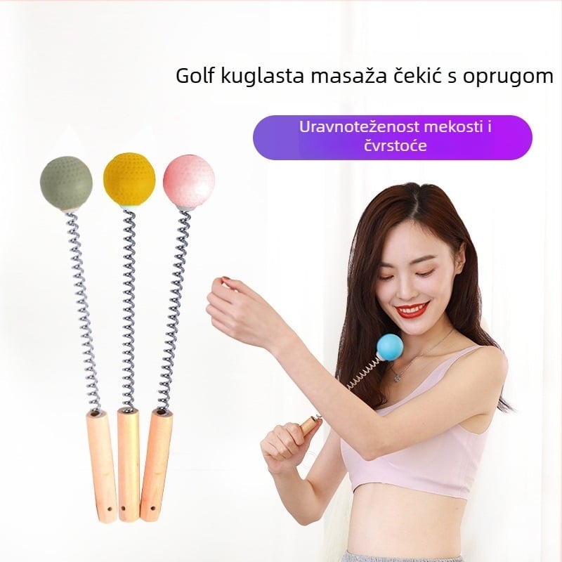 Prijenosni masažni čekić u obliku golf lopte, silikonski opružni masažer za leđa, za fitness i opuštanje