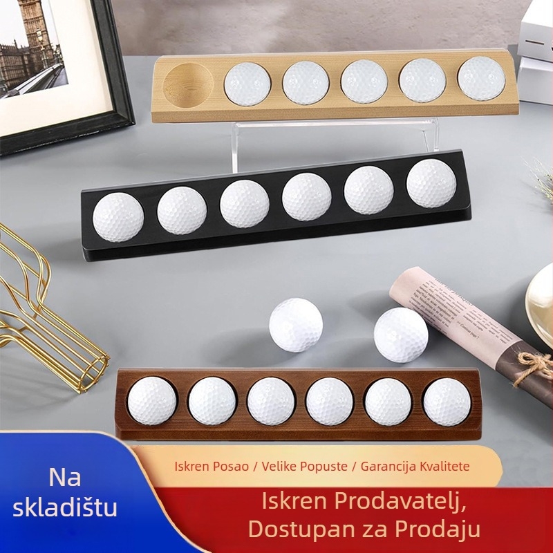 Drveni stalak za golf lopte za izlaganje — zidni, jednoslojni, moderni minimalistički stil